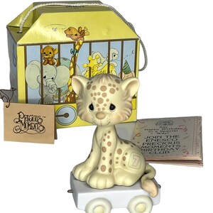 Precious Moments BIRTHDAY TRAIN 7 Yrs Old Porcelain Lion Leopard Figurine Enesco