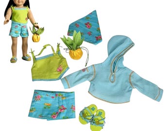 American Girl Tropical Breezes Outfit Top Shorts Scarf Pineapple Purse Shoes Bag