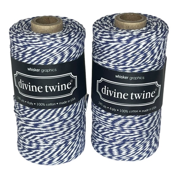 NOUVEAU paquet de 2 ficelles divines 100 % coton, 240 mètres, 4 plis bleu blanc rayé TN-O.