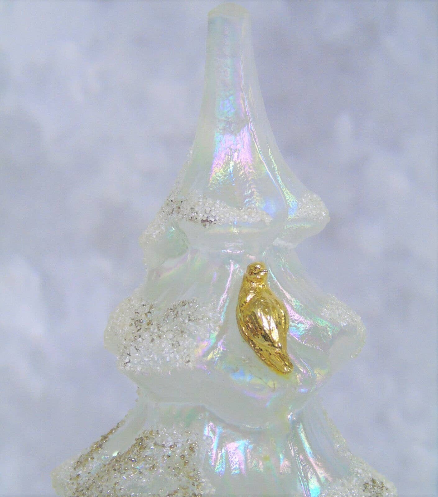 Vintage Fenton Glass CHRISTMAS TREE Large 6.5 Snow Frosted Iridescent