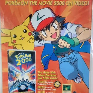 POKEMON Movie 2000 Original Werbung 11 x 7 Comic Pikachu Glurak Mewtu Mew Evoli Sylveon Snorlax Arcanine Ditto Nintendo