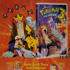 POKEMON 3 Film Original Werbung 11 x 7 Comic Pikachu Glurak Mewtu Mew Evoli Sylveon Snorlax Arcanine Ditto Nintendo