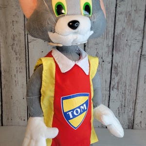 Tom and Jerry 21 Inch Fencing Vintage Stuffed Animal Plush Hanna Barbera Tom the Cat Animated Series Cartoon Network Fencing Grey White Cat