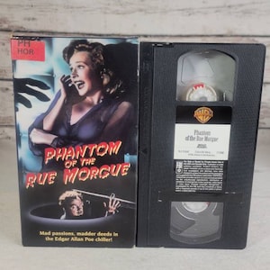 Vintage Phantom of the Rue Morgue VHS tape- Edgar Allan Poe-Horror Film- Ex Rental Hollywood Video