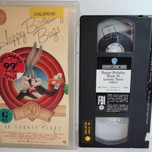 FELIZ CUMPLEAÑOS BUGS Vhs Clamshell Dibujos animados para niños Superproducción Años 90 Bugs Bunny Pato Lucas Taz Marvin Martian Porky Pig Tweety Bird