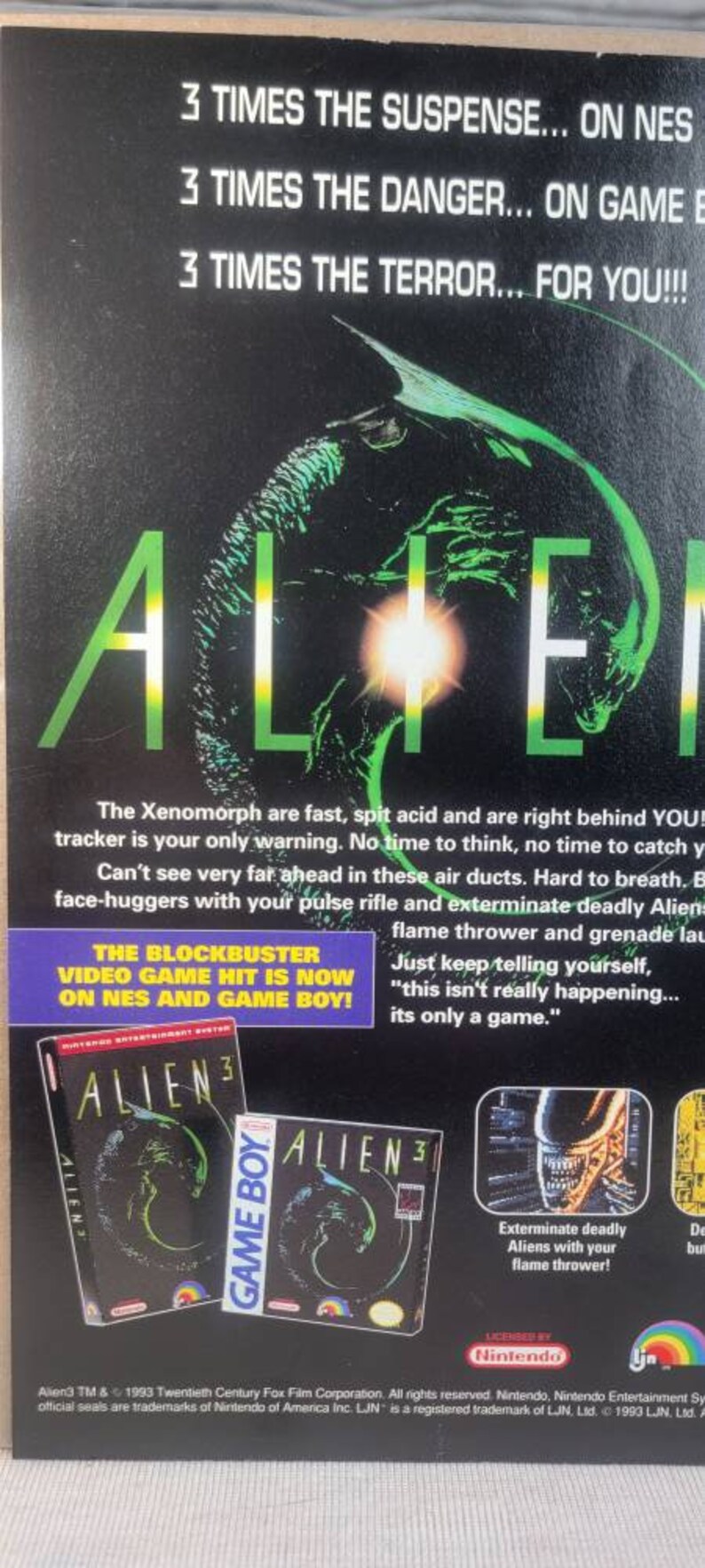 1993 Vintage Aliens 3 Video Game Advertisement/mini - Etsy