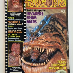FANGORIA #55 W POSTER Tobe Hooper Invader from Mars Poltergiest 2 James Cameron Aliens Clive Barker Books of Blood Texas Chainsaw Massacre 2