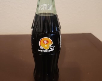 Botella de Coca-Cola de los 49ers de 1993, sin abrir, llena, 8 oz, artículo de colección vintage de la NFL de San Francisco.
