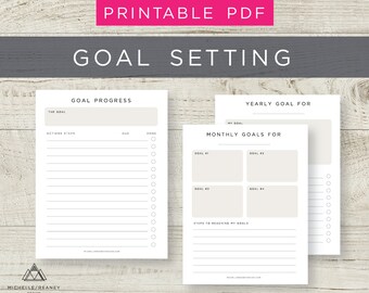 Goal setting planner printable, Goal tracker, Monthly goal setting, Personal Planner, printable planner, Productivity planner, LV MM inserts