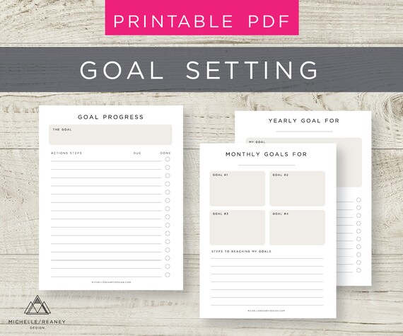 goal setting planner printable goal tracker monthly goal etsy