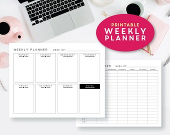 Printable Weekly Planner Sheets, Weekly Personal Planner Kit, Printable Planner Inserts, Weekly Agenda printable, Productivity Planner