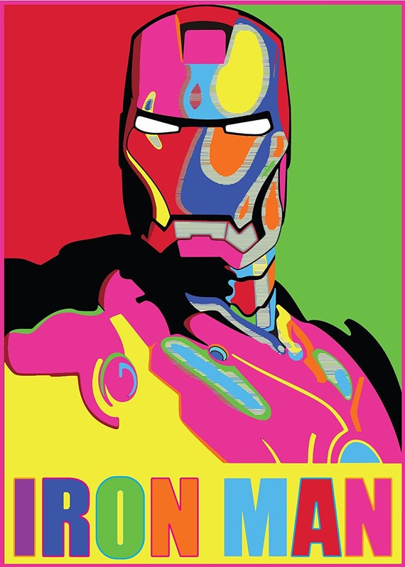 Iron Man Hope Pop Art Marvel Poster Large A1 Captain America Avengers Deadpool Arty Effect Bedroom Poster