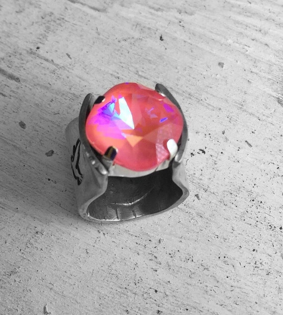 Stethoscope ID Ring Custom & Handmade with an Ultra Coral Pink Etsy