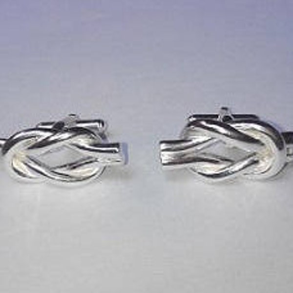 Boutons de manchette en argent sterling avec noeud de récif, boutons de manchette avec noeud, argent sterling 925, cadeau de mariage, boutons de manchette avec noeud de récif, cadeau de marié, argent