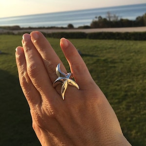 Starfish ring ,silver starfish ring, seashell jewelry, beach jewelry, sterling silver starfish , gift for her, statement ring