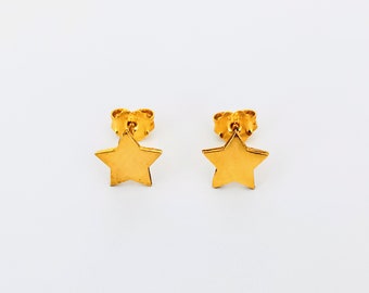 Star Studs ,Gold Stars, Silver Stars,Star earrings ,18kt goldplated silver studs,Small Stars,Solid silver earrings
