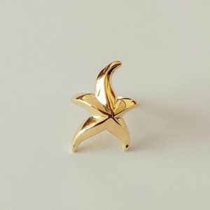 Starfish ring , gold starfish ring, seashell jewelry, beach jewelry, gold starfish , gift for her, gold plated silver  ring
