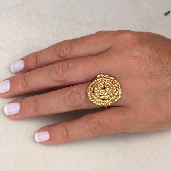 Greek spyra ring, Handmade silver 925 ring, 18kt goldplated silver ring