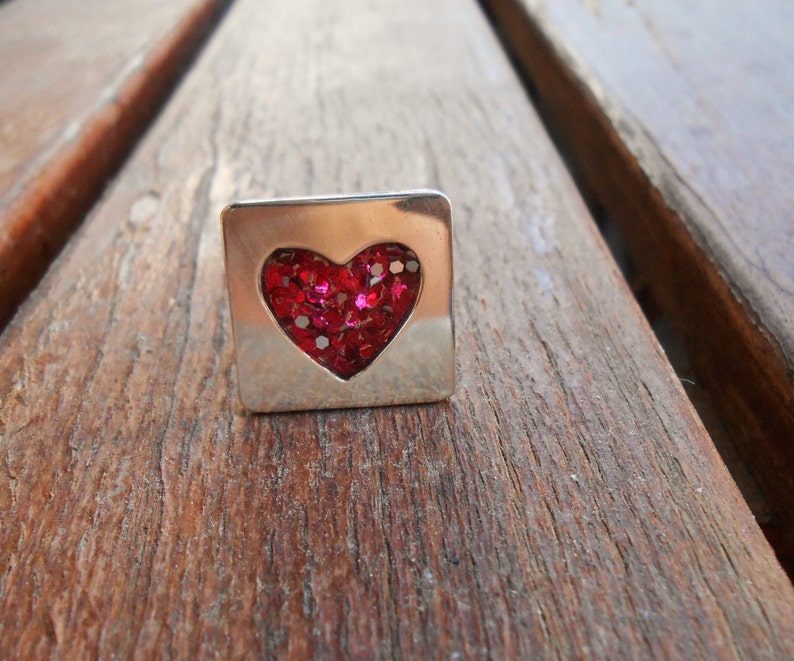 Love cuff links Silver cuff links,Handmade cufflinks ,Red cufflinks ,Heart cufflinks ,Sterling silver cufflinks , wedding gift image 4