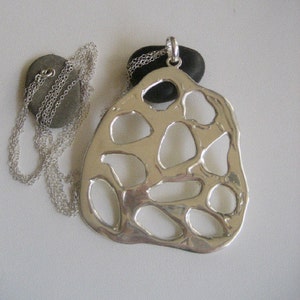 Zilveren handgemaakte hanger, Zilveren ketting met ketting, Lange hanger