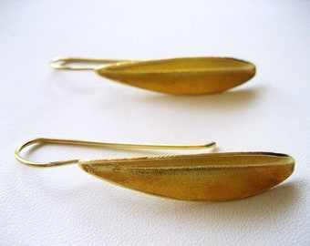 Leaf , Goldplated earrings ,leaf earrings , olive leaf , Goldplated silver earrings , leaf earrings