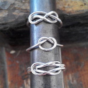3er Set Bänder, Liebesknotenring, Sterlingsilberring, Versprechensring, Engagementring, Reinheitsring, Freundschaftsring