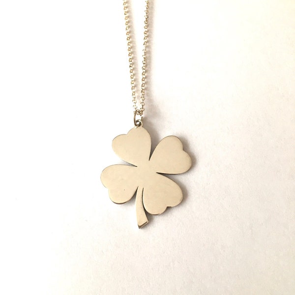 Sterling Silver Four Leaf Clover Necklace / Clover Gift / Good Luck Charm / Clover Pendant / Bridesmaids Gift / Gift for Her / Lucky Pendant