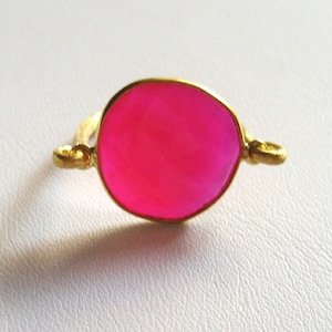 Fuchsia agate ring,18kt Goldplated silver ring, Fuchsia ring, Gemstone ring