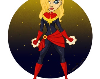 CLEARANCE! Captain Marvel Carol Danvers Art Print- 4x6