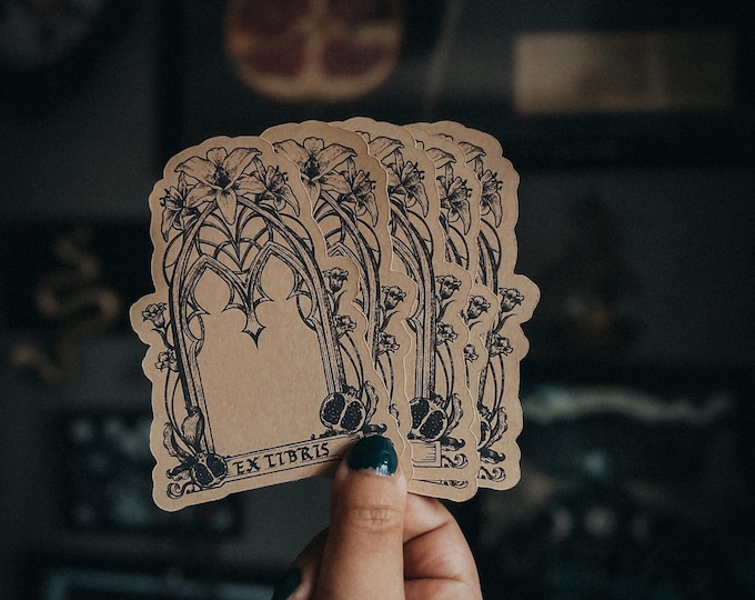 Ex Libris Cathedral Archway Book Plate Kraft Stickers | Book Accessories