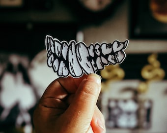 2.5" inch Fanged Teeth Die-Cut Embroidered Sew-On Patch