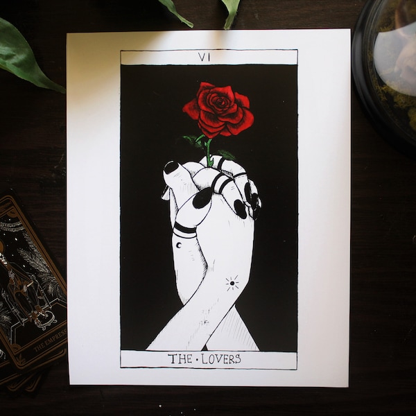 Inktober 2018 Day 9 The Lovers Tarot- Art Print