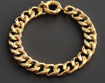 Chunky 14K Gold Cuban Link Bracelet: 11mm Bold Chain