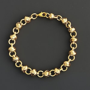 ゴールドチャンキーリンクブレスレット、太めのチェーンブレスレット、ゴールドスタッキングブレスレット、ゴールドステートメントブレスレット、ゴールドレイヤリングブレスレット