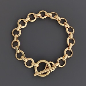 14K Gold Filled Chunky Link Chain Bracelet, Toggle Clasp Bracelet, Gold Stacking Bracelet, Minimalist Gold Bracelet, Trendy Bracelet