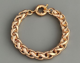 Chunky Gold Wheat Chain Bracelet: 10mm Statement Bracelet