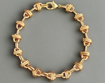 18K Gold Chunky Thick Chain Bracelet, Gold Statement Bracelet, Gold Stacking Bracelet, Large Link Chain Bracelet