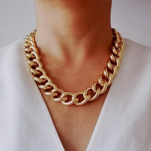 Ultra-Thick Cuban Link Chain Choker Necklace, Chunky Gold Curb Link Chain Necklace, Unisex Jewelry, Urban Style Necklace