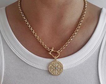 WOWORAMA Collana Girocollo Donna Con Perle Finte E Ciondolo Cuore Gonfio Dorato - Regolabile