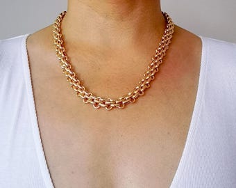 WOWORAMA Collana Girocollo Donna Con Perle Finte E Ciondolo Cuore Gonfio Dorato - Regolabile