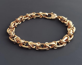 Grosse chaîne en or, bracelet à grosses maillons, bracelet tendance en or, bracelet à superposition d'or, bracelet à superposition d'or