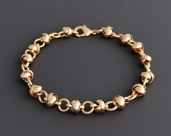 14K Gold Chunky Link Bracelet, Thick Chain Bracelet, Gold Stacking Bracelet, Gold Statement Bracelet, Gold Layering Bracelet