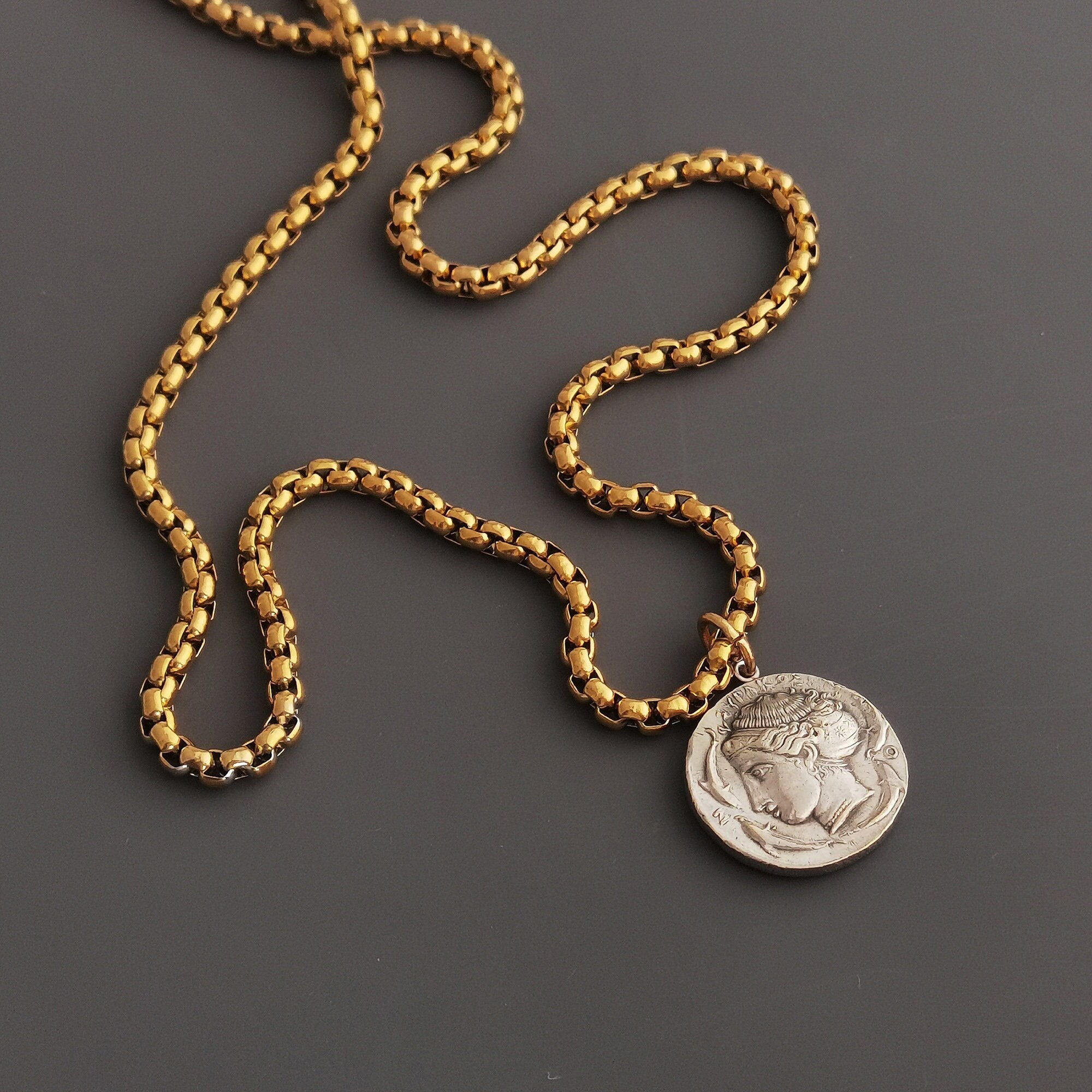 Two tone coin sale necklace
