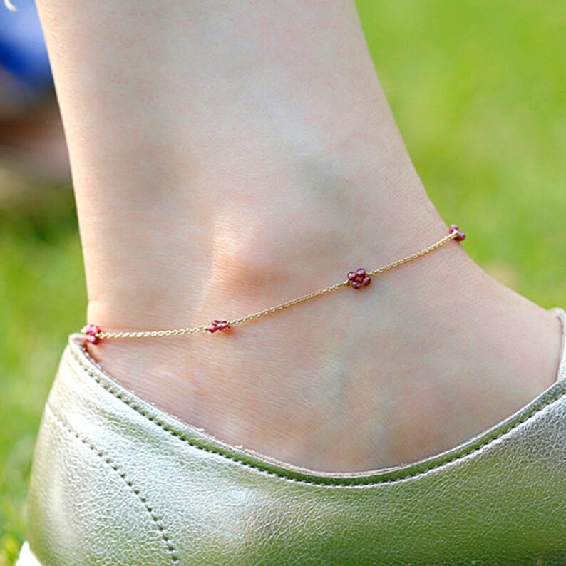 garnet ankle bracelet