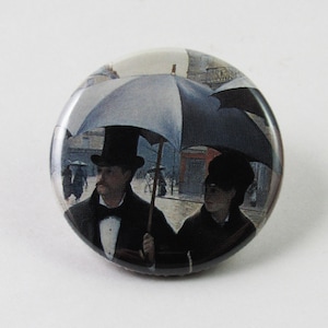Paris Street; Rainy Day by Gustave Caillebotte - detail - 1.25&quot; Pin-back Button