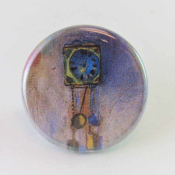 Sabbath, Marc Chagall - Detail - Clock with Pendulum - 1.25" Pin - Button