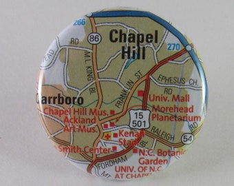 Chapel Hill, North Carolina - Map Pin - 1.25" button