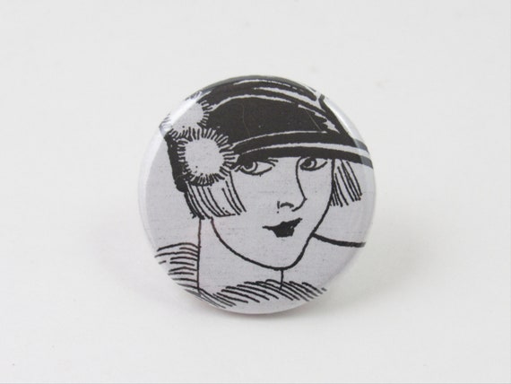Sassy Vintage Woman in Profile Wearing a Hat - 1.25 display picture 1