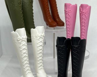 Curvy Doll Knee High Boots: Lace-Up Look Heeled Fashion Shoes