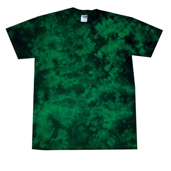 T-shirt imprimé tie-dye vert et noir, teint à la main au Royaume-Uni